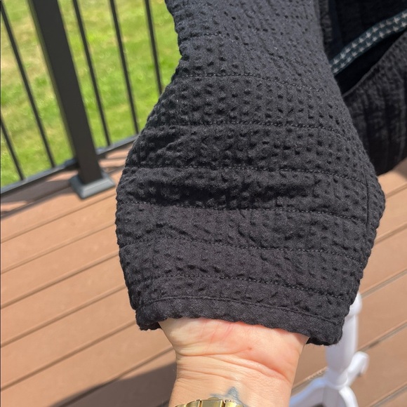 Pure Jill Elements Quilted Jacket Black Open Front Boho Minimalist boxy cozy - Picture 5 of 11